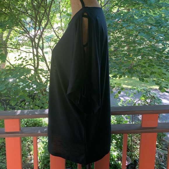 Black Short Sleeve Top With Ties At Sleeves NWOT - Picture 5 of 7